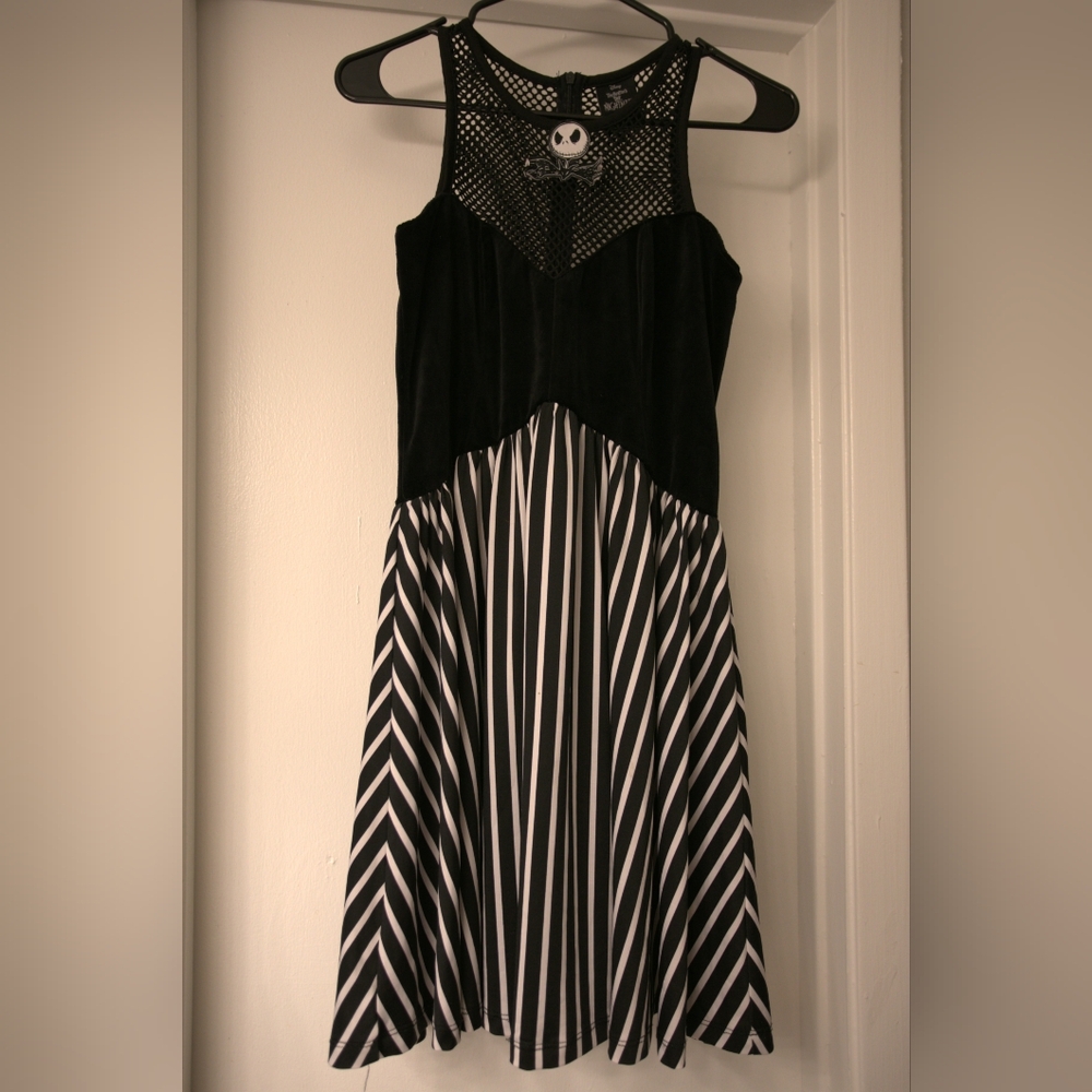 Nightmare Before Christmas Fit and Flare Black and White Mini Dress